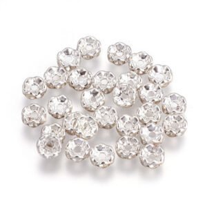 Sepadores plateados de cristal con strass (pack por 10 unidades)