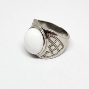 Anillo acero quirúrgico 316 con piedra blanca