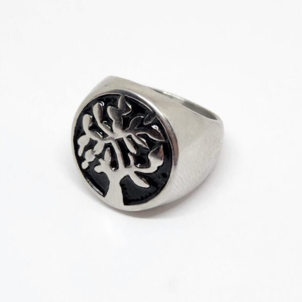 Anillo acero quirúrgico 316 esmaltado árbol de la vida