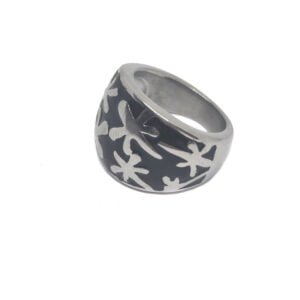 Anillo acero quirúrgico 316 esmaltado con flores