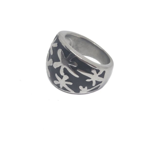 Anillo acero quirúrgico 316 esmaltado con flores