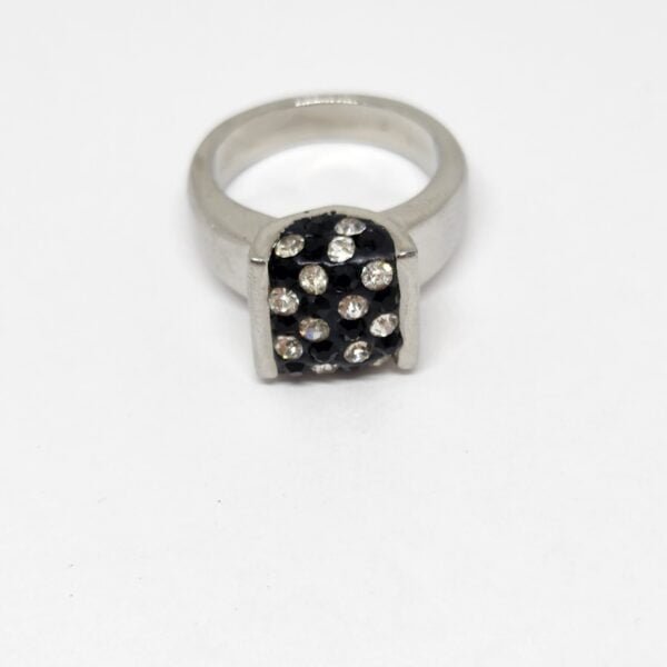 Anillo acero quirúrgico 316 esmaltado con microcircones negros y transparentes