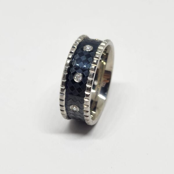 Anillo acero quirúrgico 316 esmaltado negro con microcircones