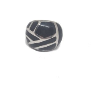 Anillo acero quirúrgico 316 esmaltado negro
