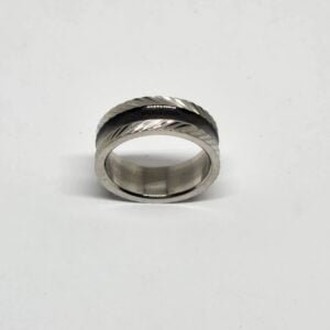 Anillo acero quirúrgico 316 esmaltado negro simple