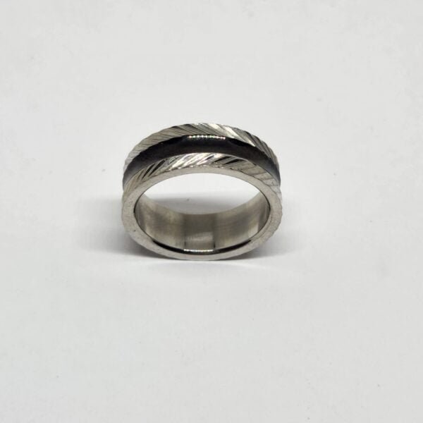 Anillo acero quirúrgico 316 esmaltado negro simple