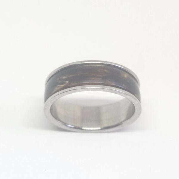 Anillo acero quirúrgico 316 marmolado marrón