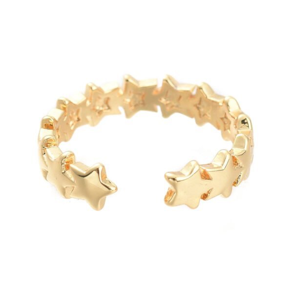 Anillo ajustable dorado de estrellas laminado oro real 18k/goldfilled - Imagen 2