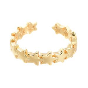 Anillo ajustable dorado de estrellas laminado oro real 18k/goldfilled