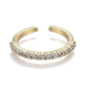 Anillo ajustable laminado oro 18k/goldfilled con microcircones transparentes
