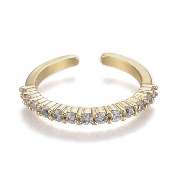 Anillo ajustable laminado oro 18k/goldfilled con microcircones transparentes