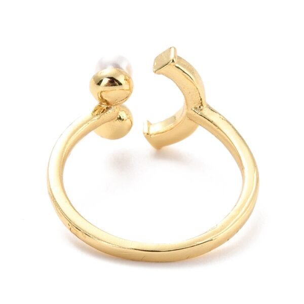 Anillo ajustable laminado oro 18k/goldfilled sonrisa smile con perlas blancas - Imagen 2