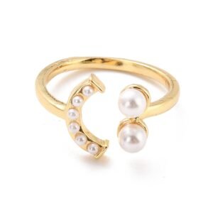 Anillo ajustable laminado oro 18k/goldfilled sonrisa smile con perlas blancas