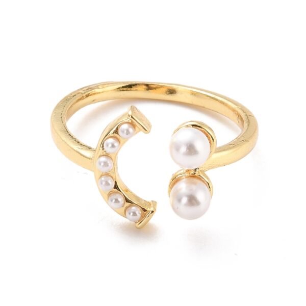 Anillo ajustable laminado oro 18k/goldfilled sonrisa smile con perlas blancas