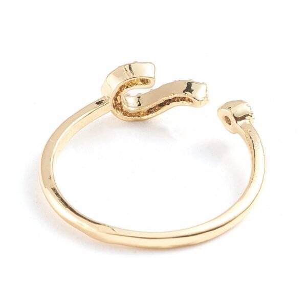 Anillo ajustable signo de interrogación laminado oro 18k/goldfilled microcircones - Imagen 2