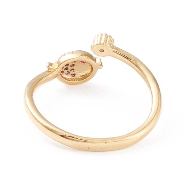 Anillo dorado ajustable pez laminado oro 18k/goldfilled con microcircones - Imagen 3