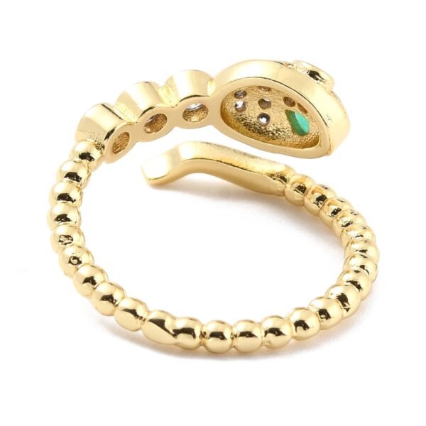 Anillo dorado serpiente con bolitas laminado oro 18k/goldfilled microcircones - Imagen 2