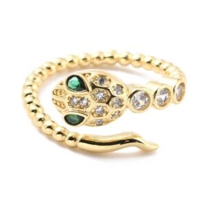 Anillo dorado serpiente con bolitas laminado oro 18k/goldfilled microcircones