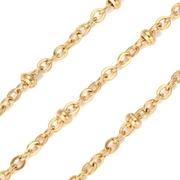 Cadena acero bañado oro 18 quilates