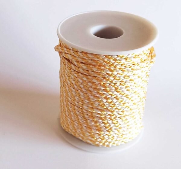 Cordón de hilo trenzado amarillo y blanco