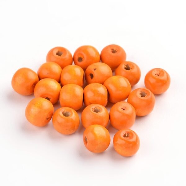 Cuentas de madera naranja 8mm precio por 20 gramos