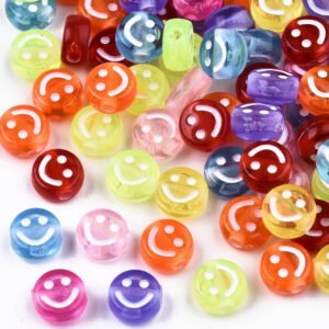 DIJE CUENTAS PASANTES SMILE DE ACRÍLICO (POR 50 GRAMOS)