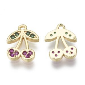 Dije colgante cherry laminado oro 18k/goldfilled cereza con microcircones de colores
