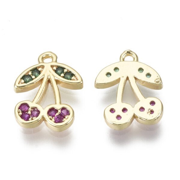 Dije colgante cherry laminado oro 18k/goldfilled cereza con microcircones de colores