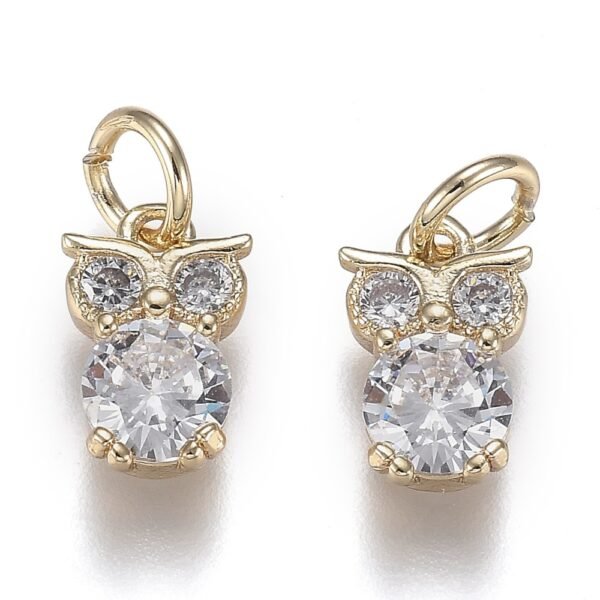 Dije búho laminado oro 18k kilates goldfilled con zircones - Imagen 2