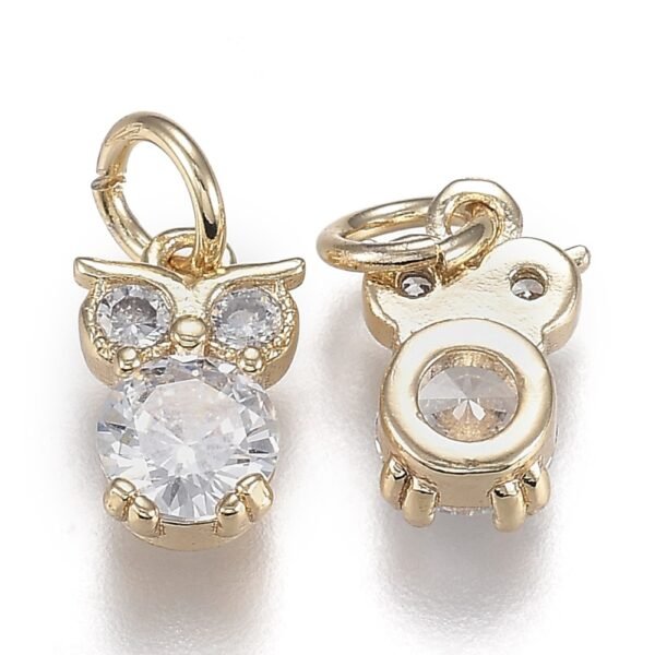 Dije búho laminado oro 18k kilates goldfilled con zircones