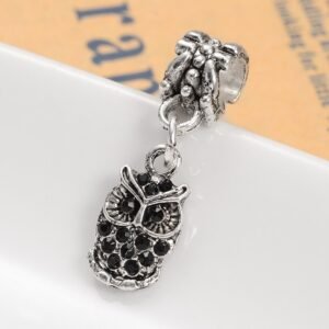 Dije colgante búho con diamante de imitación