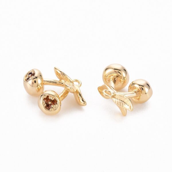 Dije colgante cereza cherry laminado oro 18k/goldfilled con microcircones - Imagen 2