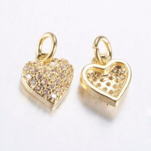 Dije colgante corazón laminado oro 18k/goldfilled con microcircones