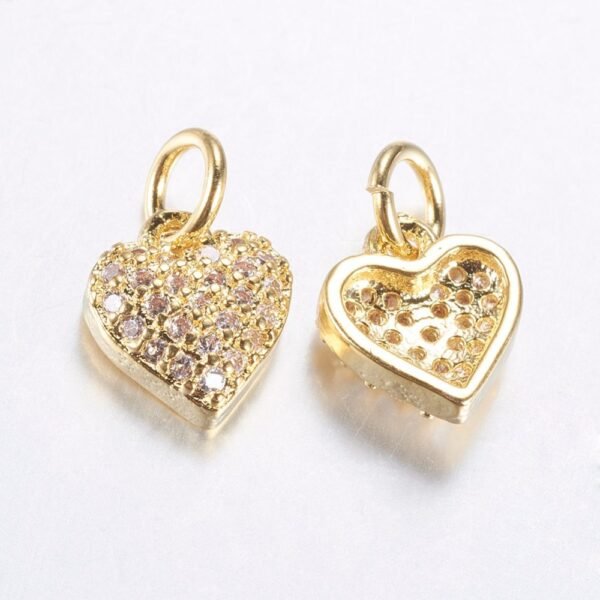 Dije colgante corazón laminado oro 18k/goldfilled con microcircones