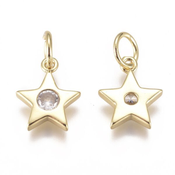 Dije colgante estrella con microcircón laminado oro 18k/goldfilled