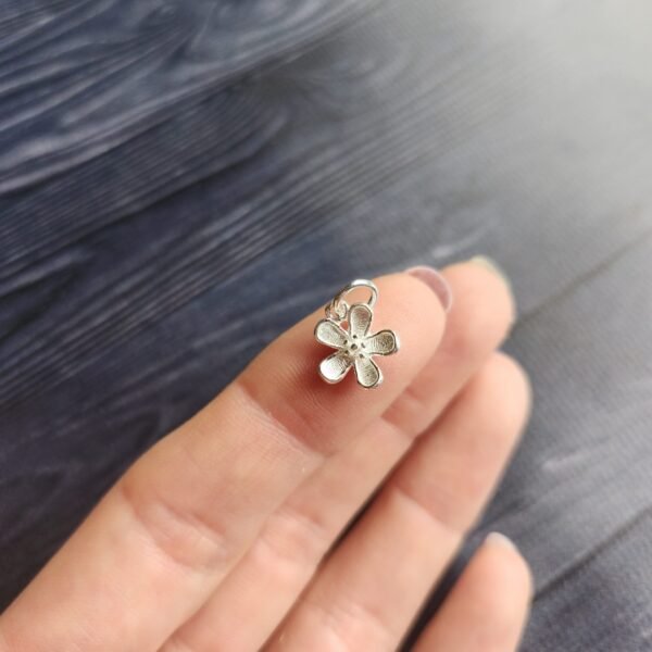 Dije colgante flor plata 925 tallada - Imagen 2