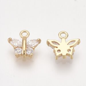 Dije colgante mariposa laminado oro 18k/goldfilled microcircones