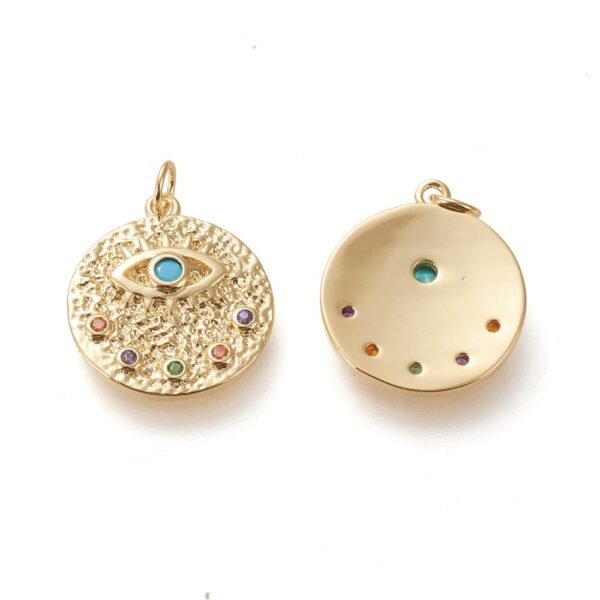 Dije colgante ojo turco con microcircones de colores laminado oro real 20k/goldfilled