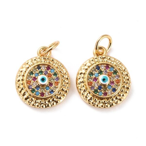 Dije colgante ojo turco laminado oro 18k/goldfilled microcircones de colores - Imagen 2