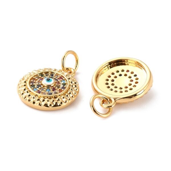Dije colgante ojo turco laminado oro 18k/goldfilled microcircones de colores