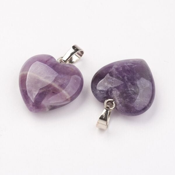 Dije de piedra natural amatista corazón - Imagen 2