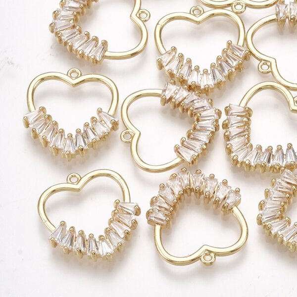 Dije corazón dorado laminado oro 18k kilates goldfilled c/zircones - Imagen 2