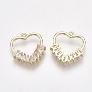 Dije corazón dorado laminado oro 18k kilates goldfilled c/zircones