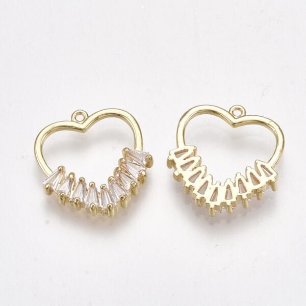 Dije corazón dorado laminado oro 18k kilates goldfilled c/zircones