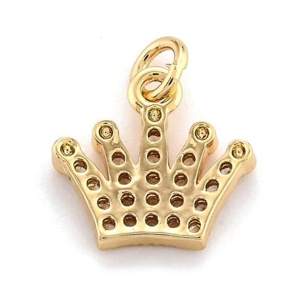 Dije corona laminado oro 18k kilates goldfilled zirconias - Imagen 3