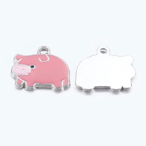 Dije esmaltado de cerdito 19x18mm - Imagen 2
