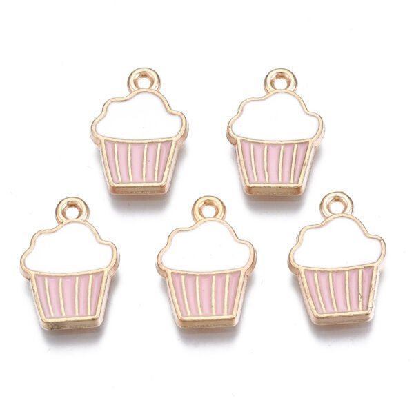 Dije de pastelito dorado esmaltado por 2 unidades