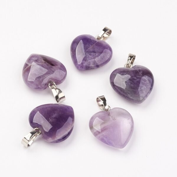 Dije de piedra natural amatista corazón