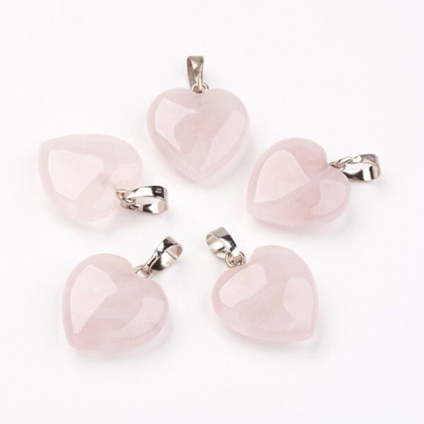 Dije de piedra natural corazón cuarzo rosa 20mm
