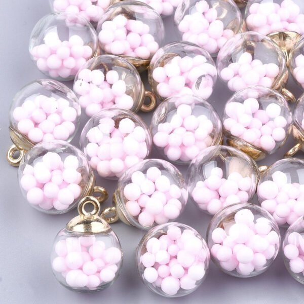 Dije esfera de vidrio con bolitas rosa por 2 unidades - Imagen 2